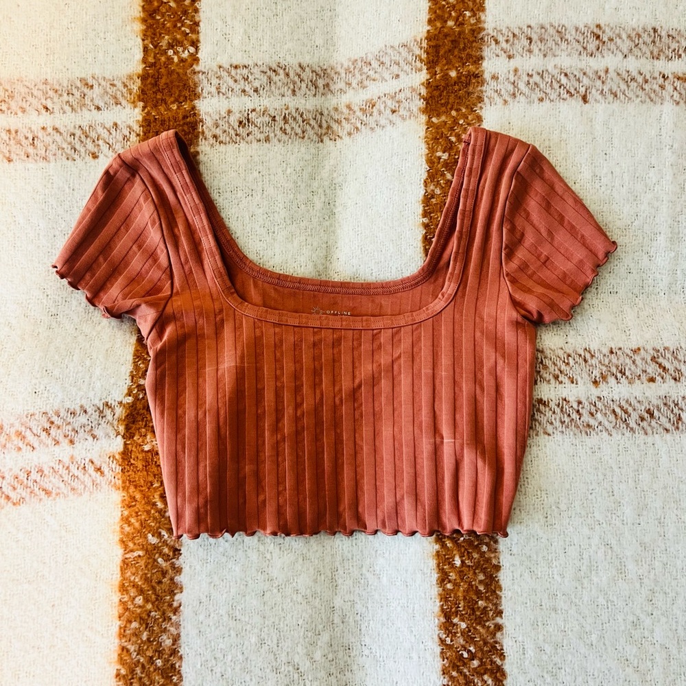 Aerie Offline Ribbed Cropped Tee